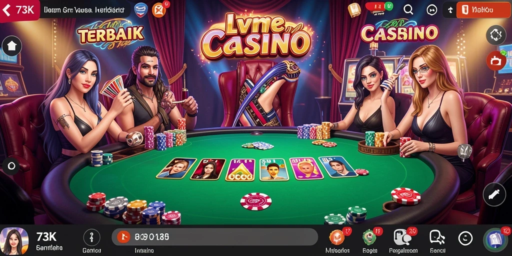 Screenshot permainan Live Casino 73K yang mendebarkan.