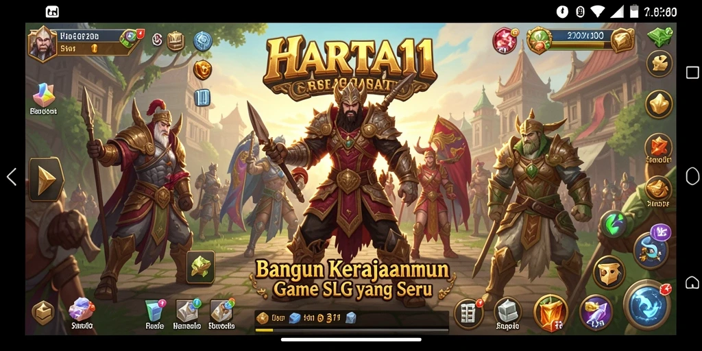 Screenshot HARTA11 menampilkan aksi membangun kerajaan SLG yang seru.