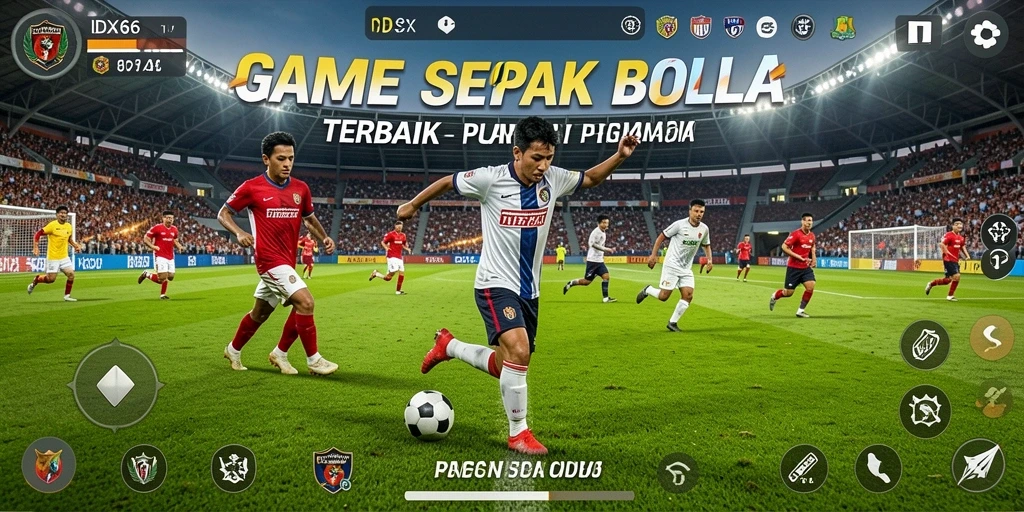 Tangkapan layar gameplay IDX66 menampilkan aksi sepak bola yang mendebarkan.