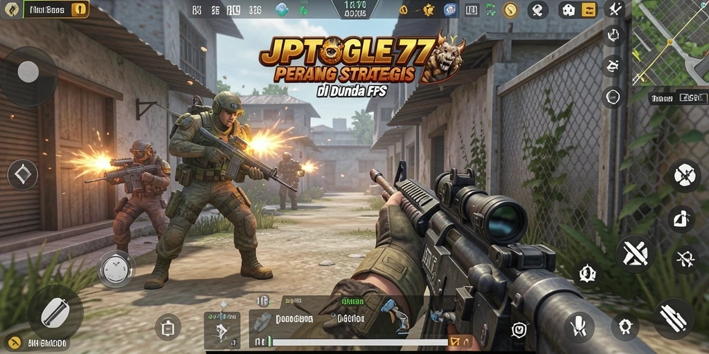 Screenshot permainan JPTOGEL77 menampilkan aksi tembak-menembak yang intens.