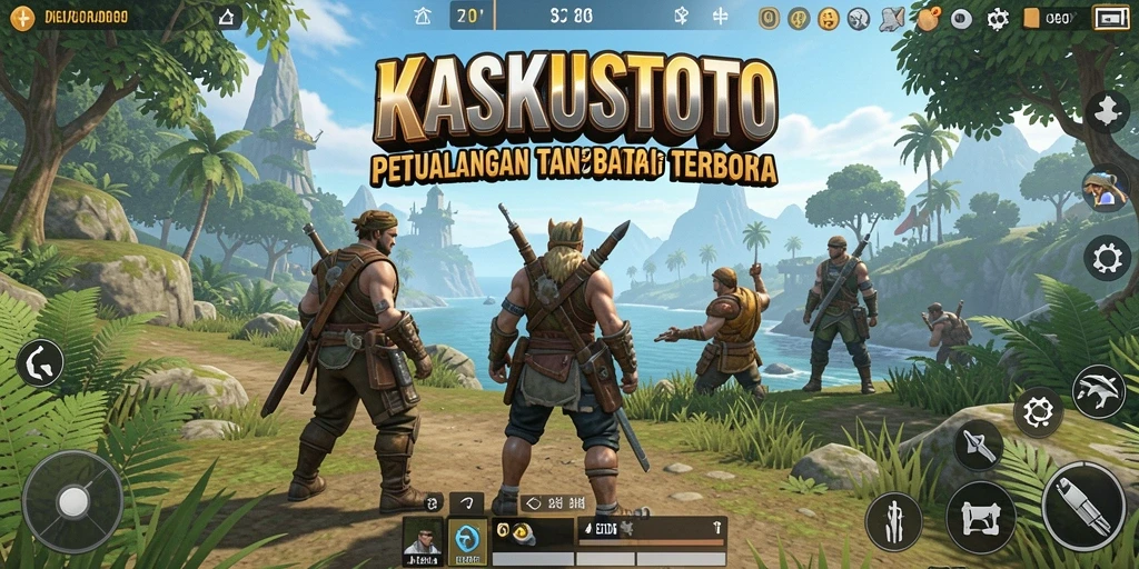 Tangkapan layar gameplay KASKUSTOTO dengan landscape indah dari dunia terbuka.