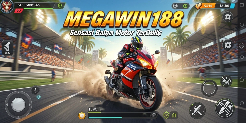 Gameplay seru MEGAWIN188 dengan balapan motor yang mendebarkan.