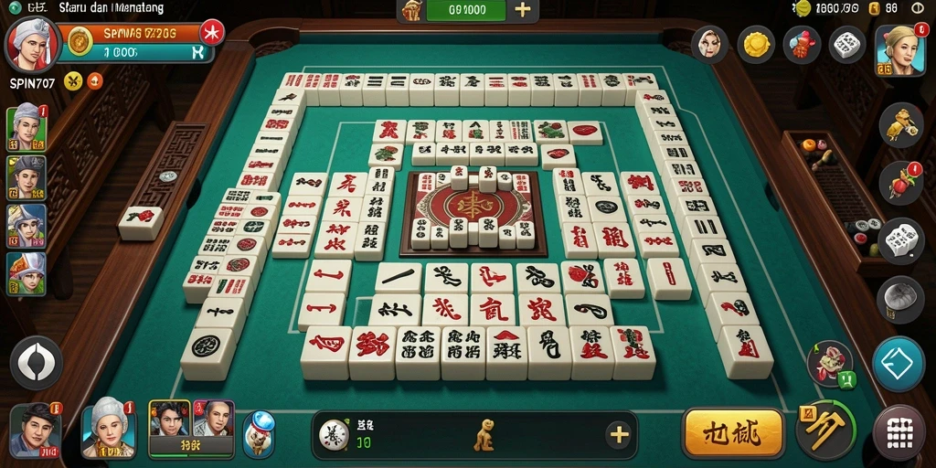 Tangkapan layar utama SPIN707 menampilkan gameplay Mahjong yang dinamis.